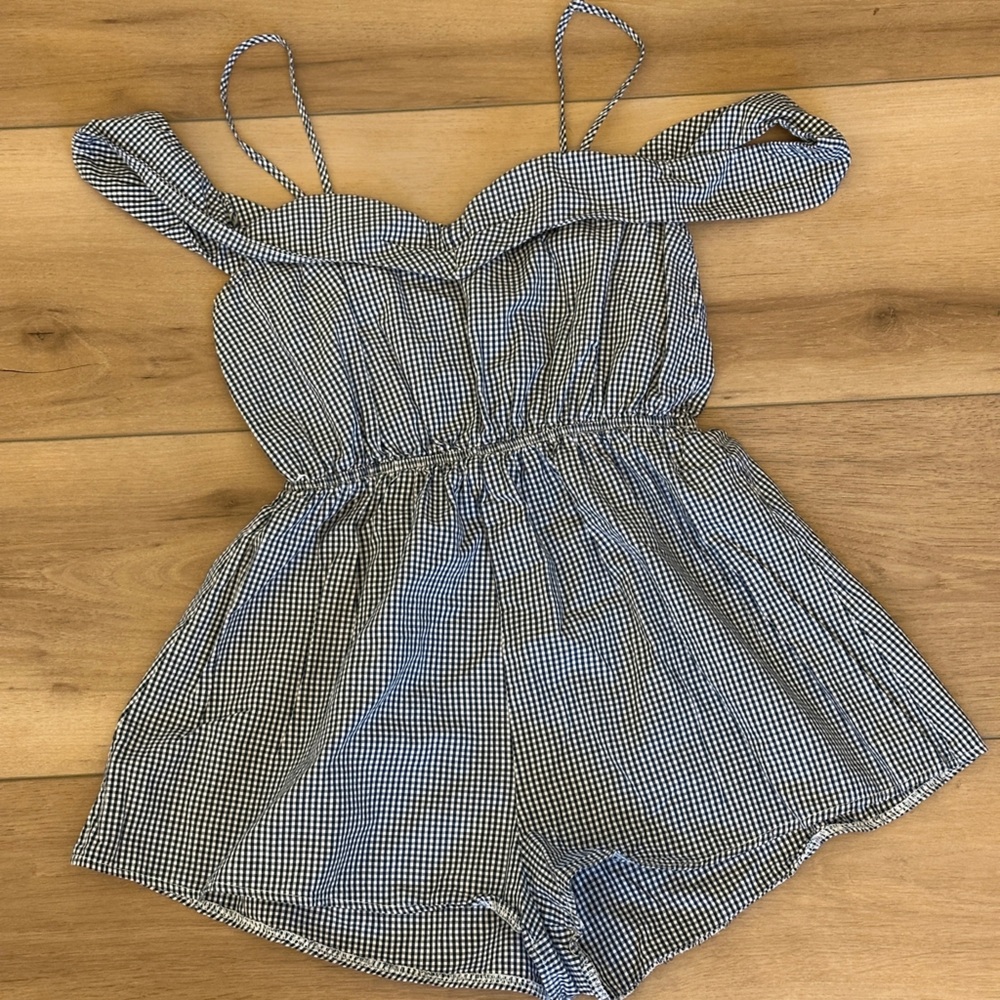 Black and White Gingham romper
